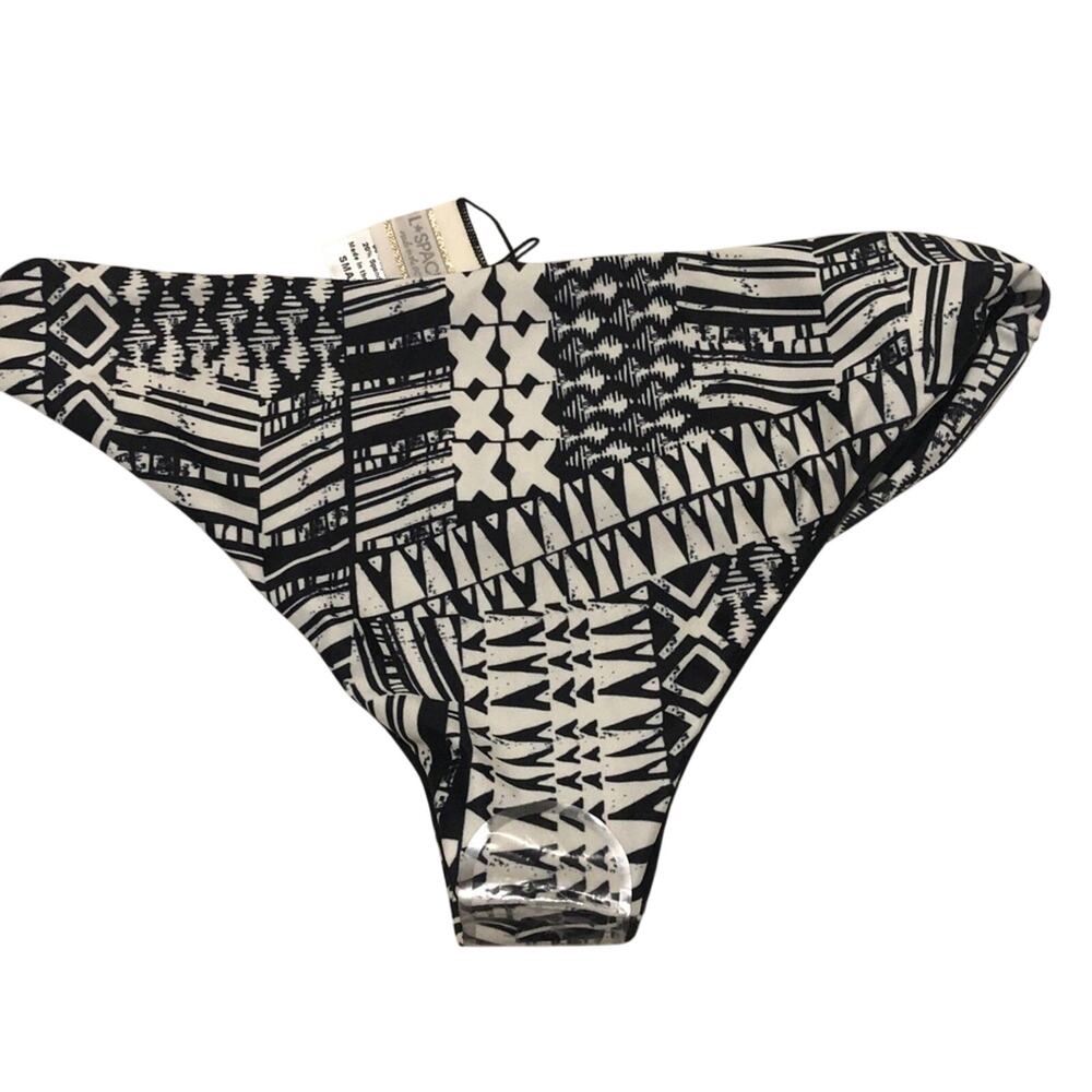 L Space Reversible Black & White Bikini Bottom Womens S Cheeky Swimsuit NEW